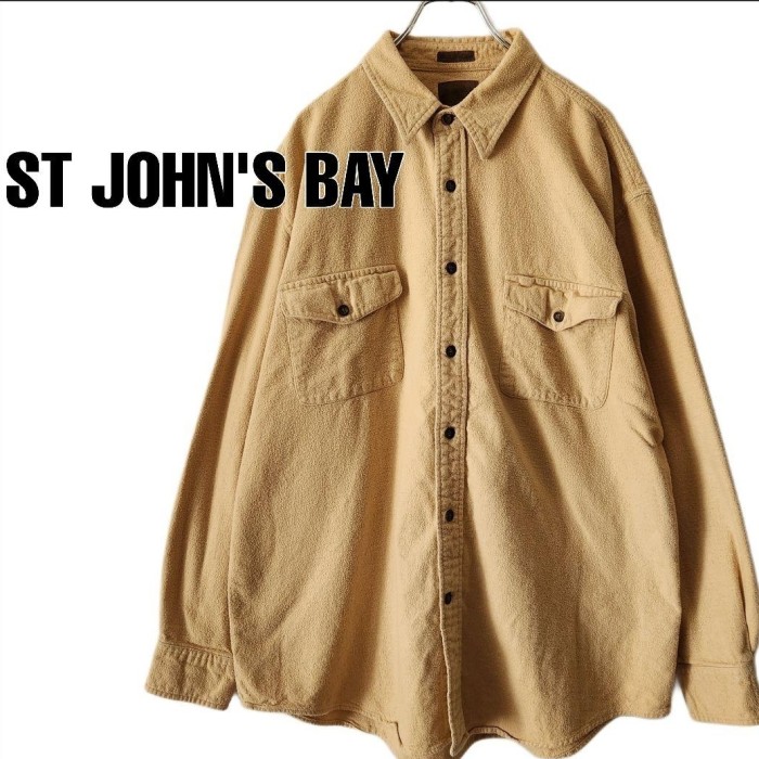 90s ST JOHN'S BAY セントジョンズベイ　ネルシャツ　シャモアクロス　カーキ　 XL | Vintage.City 古着屋、古着コーデ情報を発信