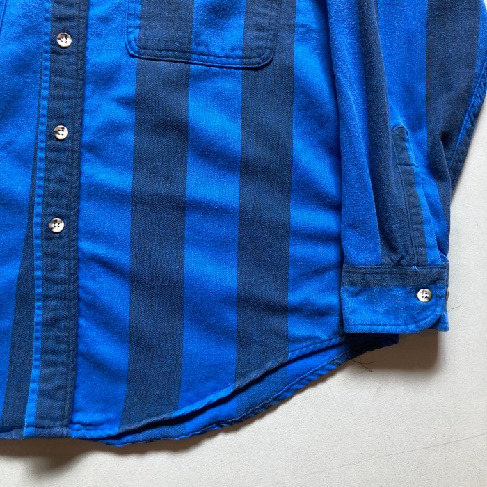 St John’s Bay stripe shirt  セントジョンズベイ ストライプシャツ 寒色 両ポケ フラップあり | Vintage.City 古着屋、古着コーデ情報を発信