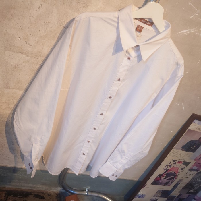 HARRITON(ハリトン)無地シャツ　ホワイト　２XLサイズ　コットン、ポリ　ネパール　2009 | Vintage.City 古着屋、古着コーデ情報を発信