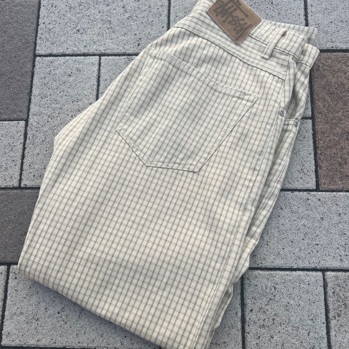 90s STUSSY plaid cotton tapered pants W32 | Vintage.City 古着屋、古着コーデ情報を発信