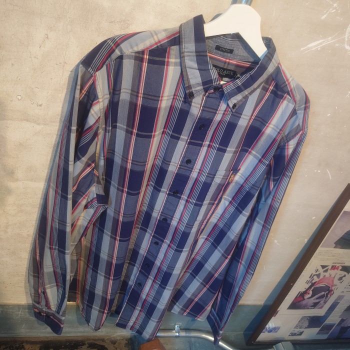 USPOLOASSN(ユーエスポロアッセン)チェックシャツ　ブルー　XLサイズ　バングラデッシュ　コットン、ポリ、スパンデックス　2005 | Vintage.City 古着屋、古着コーデ情報を発信