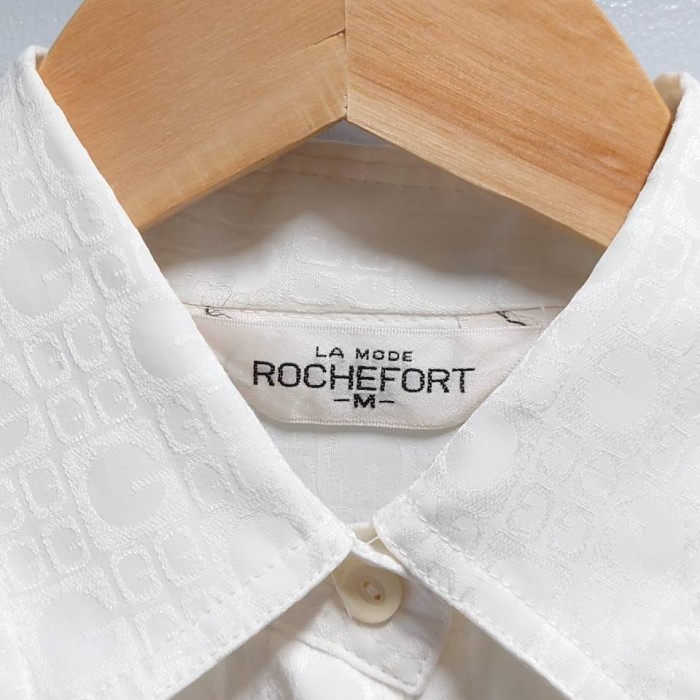 LA MODE ROCHEFORT モノグラム ブラウス ホワイト M 長袖 | Vintage.City 古着屋、古着コーデ情報を発信
