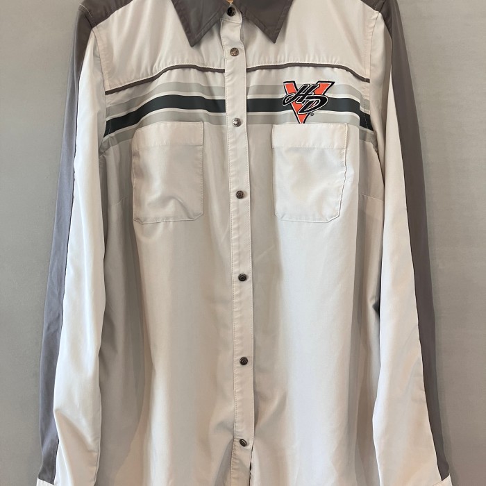 HARLEY-DAVIDSON ハーレー レーシングシャツ  白 × 灰 Mサイズ | Vintage.City 古着屋、古着コーデ情報を発信