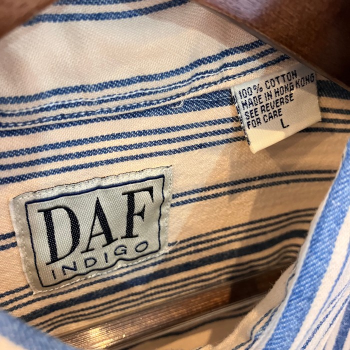 DAF INDIGO アメリカ古着 ストライプ BDシャツ 生成り×青 Lサイズ | Vintage.City 古着屋、古着コーデ情報を発信