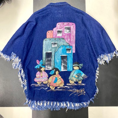 USA／fringe paint denim jacket | Vintage.City 古着屋、古着コーデ情報を発信