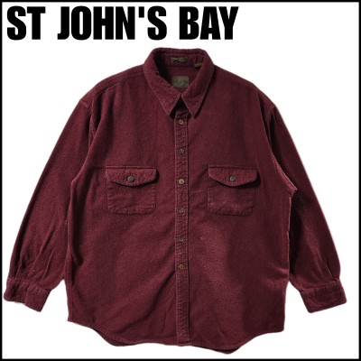 90s ST JOHN'S BAY　コットン　ネルシャツ　長袖　バーガンディ　サイズXL | Vintage.City 古着屋、古着コーデ情報を発信