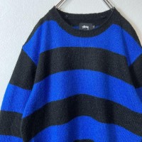 STUSSY border mohair knit size M | Vintage.City 古着屋、古着コーデ情報を発信
