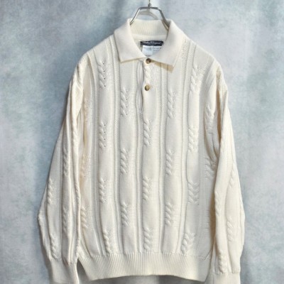 90s " salvatore ferragamo " white cotton knit polo shirts | Vintage.City 古着屋、古着コーデ情報を発信
