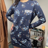 Kenzo Floral Embroidered Sweat Dress Navy | Vintage.City 빈티지숍, 빈티지 코디 정보