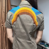 Miu Miu Rainbow Shirt Khaki | Vintage.City Vintage Shops, Vintage Fashion Trends