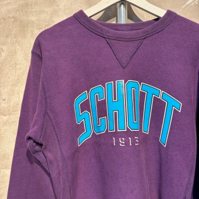 Schott（ショット） プリントスウェット　パープル Mサイズ　　コットン、　1235 | Vintage.City 古着屋、古着コーデ情報を発信