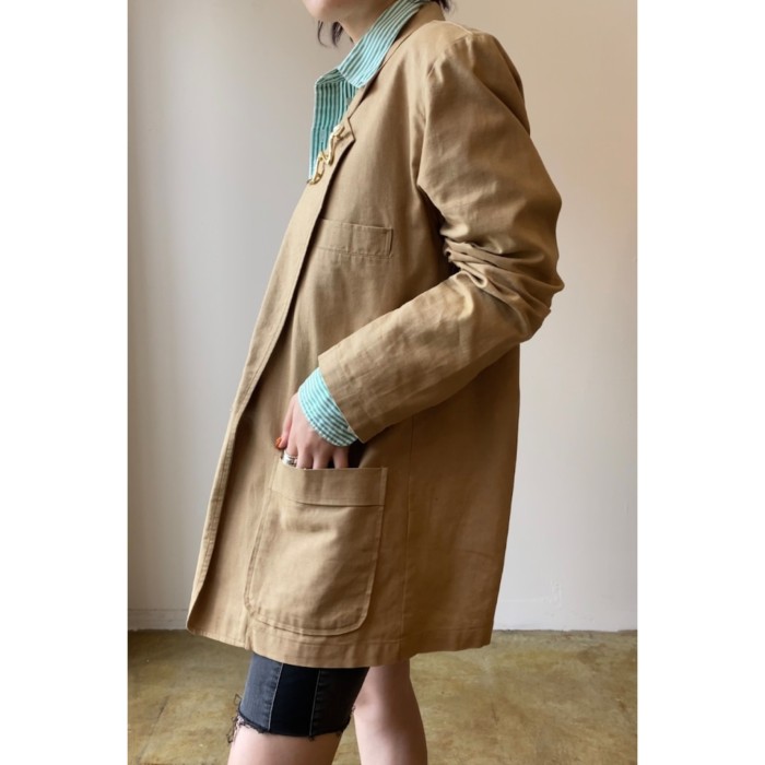linen beige jacket | Vintage.City 古着屋、古着コーデ情報を発信