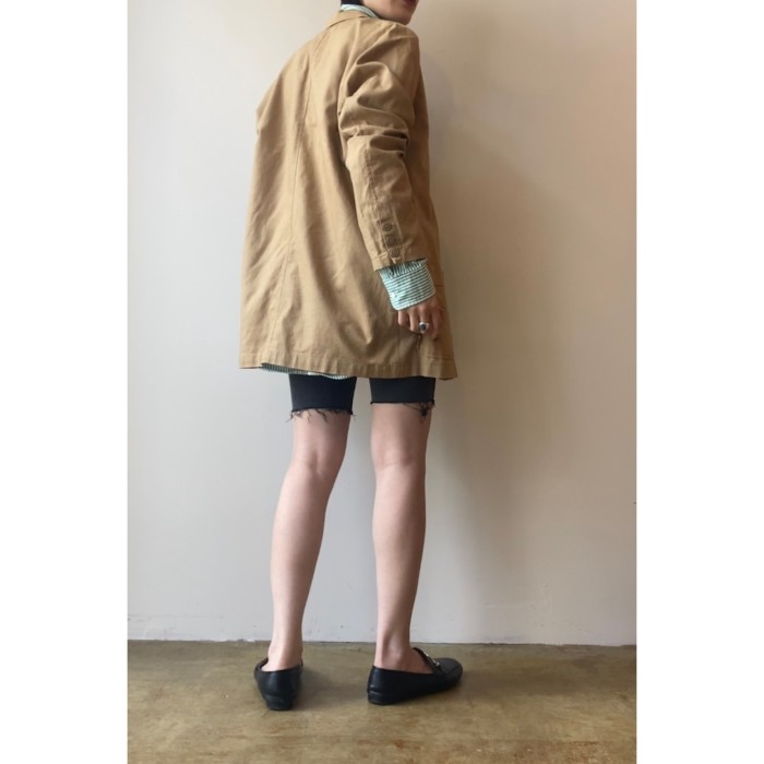 linen beige jacket | Vintage.City 古着屋、古着コーデ情報を発信