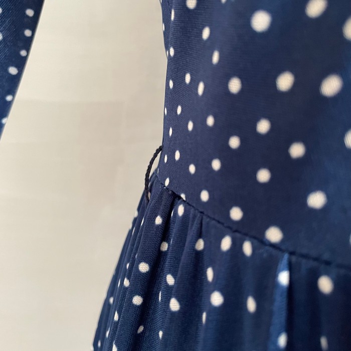 puff sleeve dot tiered dress〈レトロ古着 パフスリーブ ドット柄 ティアード ワンピース ネイビー 紺〉 | Vintage.City 古着屋、古着コーデ情報を発信