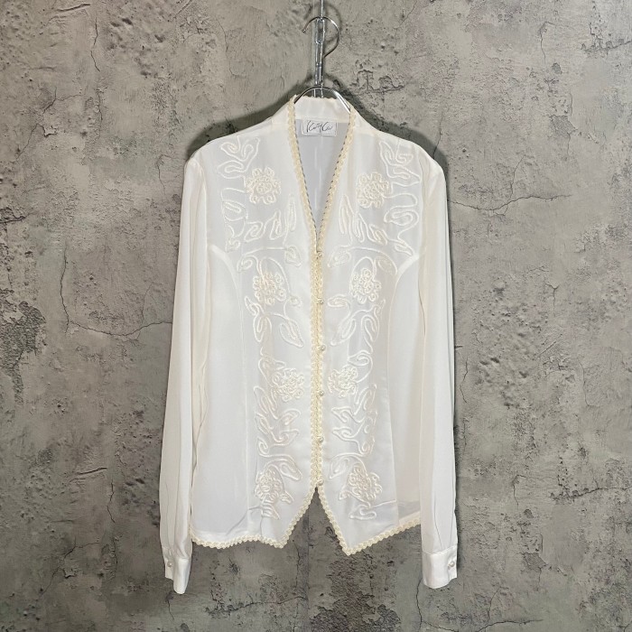embroidery chinese pearl button blouse | Vintage.City 古着屋、古着コーデ情報を発信