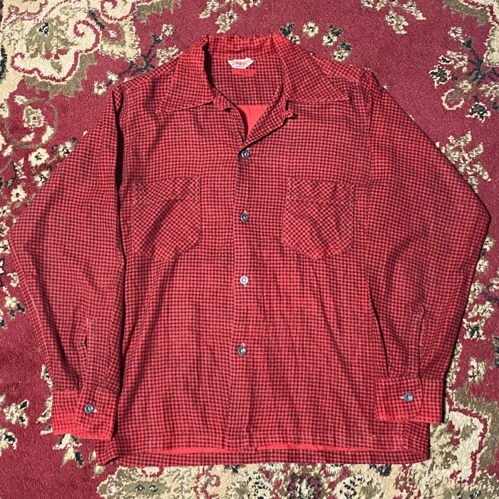 40s~50s SEAKNNEE Printed Flannel Shirt プリントネルシャツ