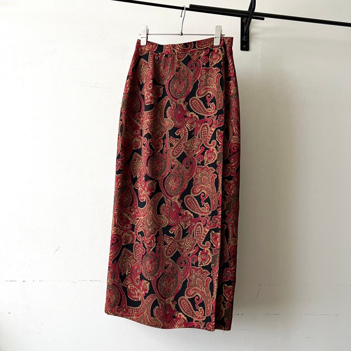 Vintage Paisley Pattern Long Wrap Skirt | Vintage.City 빈티지숍, 빈티지 코디 정보