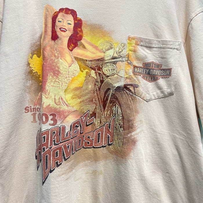 Harley Davidson／print Pocket T-shirt (BE) | Vintage.City 古着屋、古着コーデ情報を発信