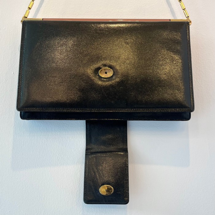 vintage＂Pierre Cardin＂ブラックレザー チェーンショルダーバッグ | Vintage.City 古着屋、古着コーデ情報を発信