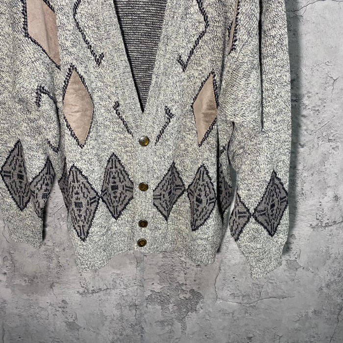suede patchwork design cardigan | Vintage.City 古着屋、古着コーデ情報を発信