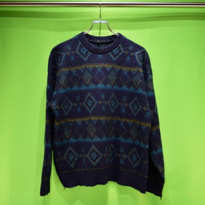 vintage euro design print wool sweater | Vintage.City 古着屋、古着コーデ情報を発信