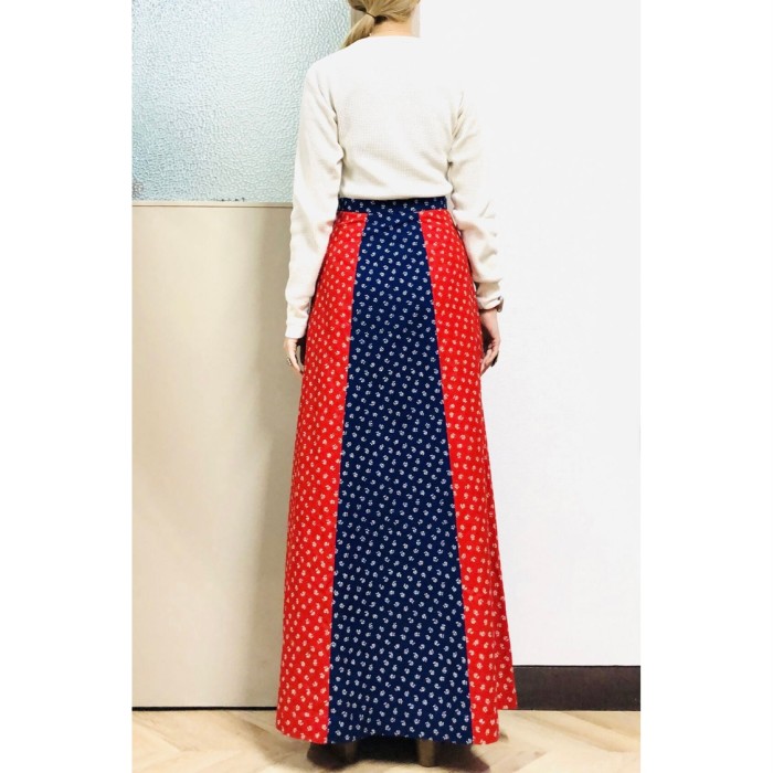 70s Red × Navy maxi skirt | Vintage.City 古着屋、古着コーデ情報を発信