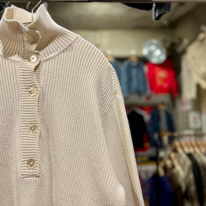 1990's vintage hi neck half button knit | Vintage.City 빈티지숍, 빈티지 코디 정보