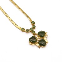Vintage Flower Motif Jade Necklace | Vintage.City ヴィンテージ 古着