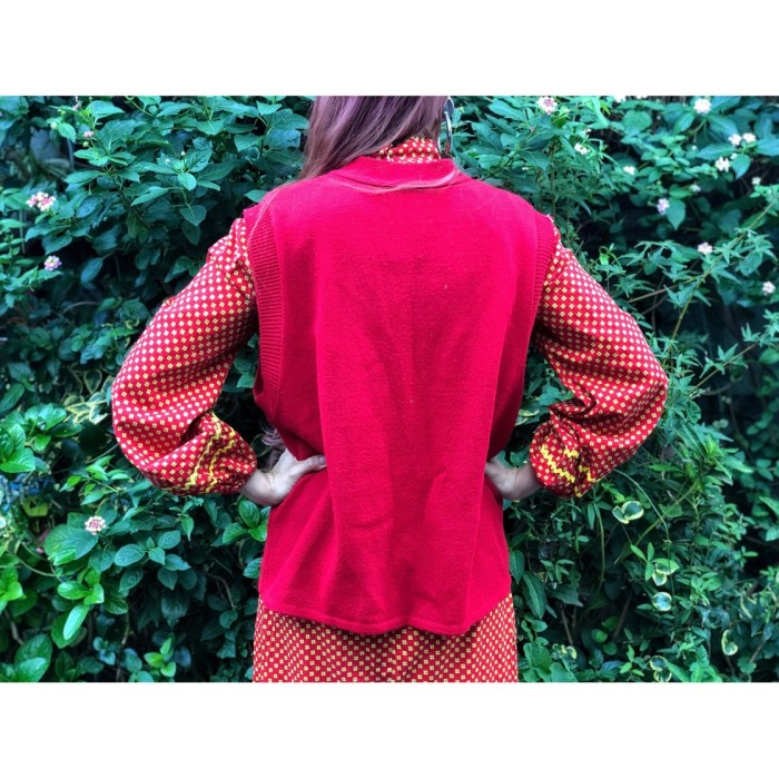 80s Red knit vest | Vintage.City 빈티지숍, 빈티지 코디 정보