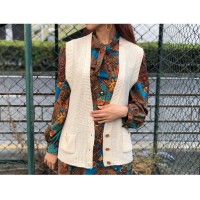 80s Ivory knit vest | Vintage.City ヴィンテージ 古着