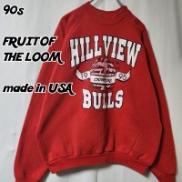 90s USA製　Hillview Bulls デザイン スウェット　XXL 赤 | Vintage.City 빈티지숍, 빈티지 코디 정보