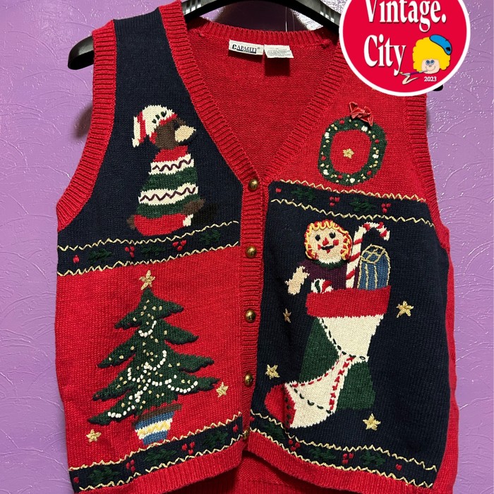 117)ビンテージクリスマスニットベスト | Vintage.City 古着屋、古着コーデ情報を発信