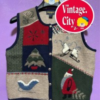120)ビンテージクリスマスニットベスト | Vintage.City 古着屋、古着コーデ情報を発信