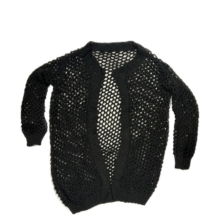 BLACK KNIT mesh cardigan | Vintage.City 古着屋、古着コーデ情報を発信