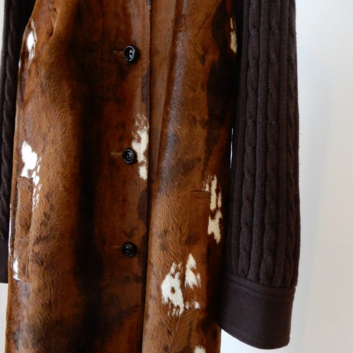 【sale】Deer skin far combi knit coat | Vintage.City 빈티지숍, 빈티지 코디 정보