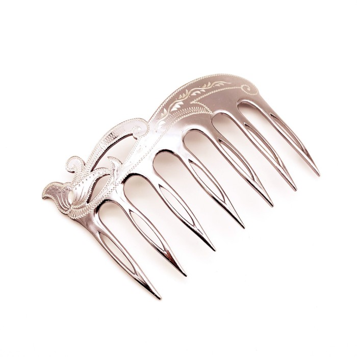 Vintage Silver Tone Carving Hair Comb | Vintage.City 古着屋、古着コーデ情報を発信