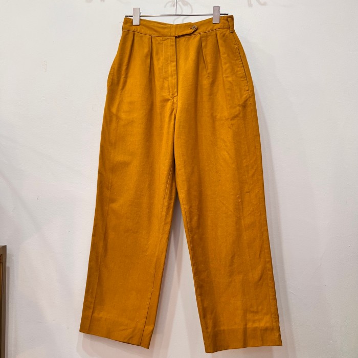 mustard color tuck pants | Vintage.City 古着屋、古着コーデ情報を発信