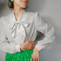 60sPindotPatternTieCollarBlouse | Vintage.City ヴィンテージ 古着