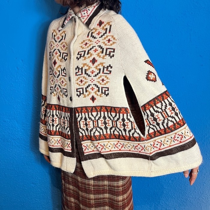 70s Native American Knit Poncho | Vintage.City 古着屋、古着コーデ情報を発信