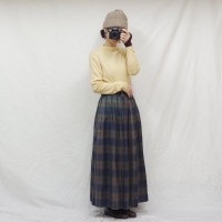 ネイビーとカーキのチェックのマキシスカート | Vintage.City ヴィンテージ 古着
