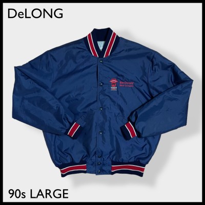 【DeLONG】90s USA製 企業系 スタジャン ナイロン 刺繍 L 古着 
