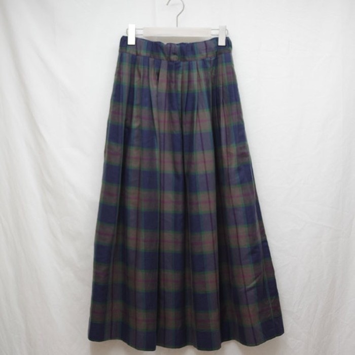 ネイビーとカーキのチェックのマキシスカート | Vintage.City 古着屋、古着コーデ情報を発信