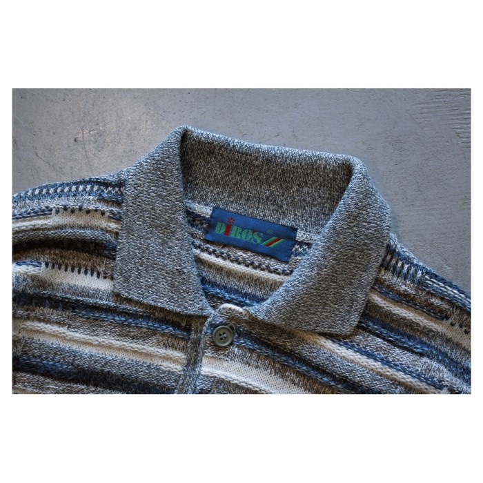 EURO Vintage 3D Knit Polo Sweater | Vintage.City 古着屋、古着コーデ情報を発信