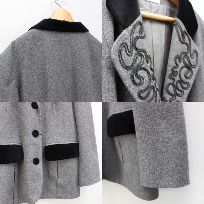 EU VINTAGE ヨーロッパ古着刺繍ベロアパイピングウールデザインジャケット | Vintage.City 古着屋、古着コーデ情報を発信