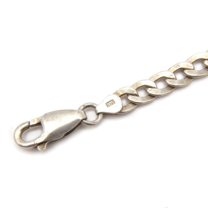 ITALY Silver Flat Link Chain Bracelet | Vintage.City 빈티지숍, 빈티지 코디 정보