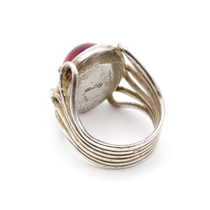 Vintage Red × Silver Tone Design Ring | Vintage.City ヴィンテージ 古着
