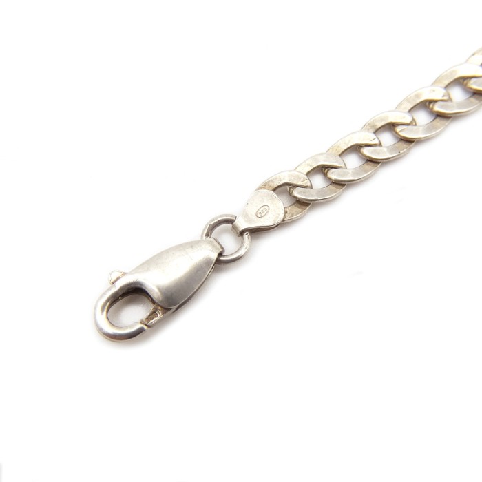 ITALY Silver Flat Link Chain Bracelet | Vintage.City 古着屋、古着コーデ情報を発信