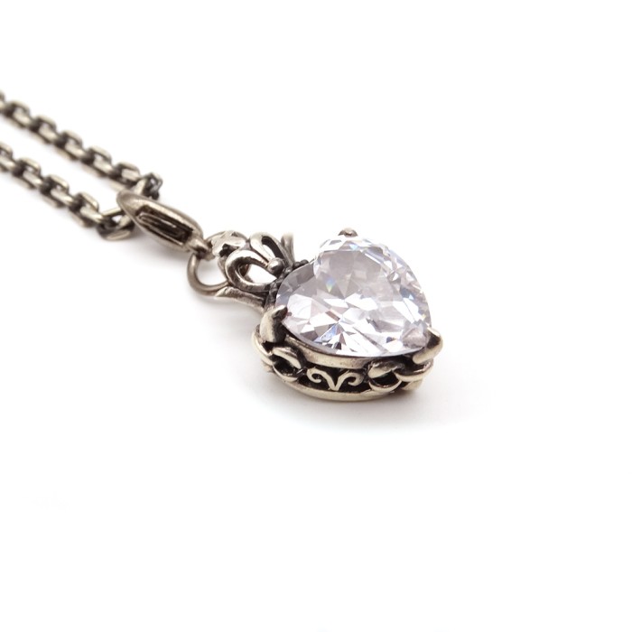 Silver 925 × Crown Heart Glass Necklace | Vintage.City 빈티지숍, 빈티지 코디 정보