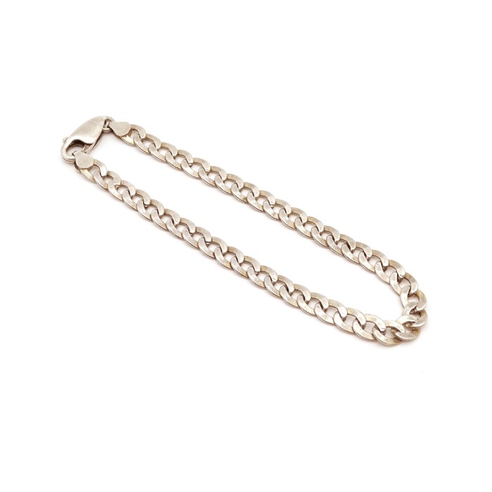 ITALY Silver Flat Link Chain Bracelet | Vintage.City 빈티지숍, 빈티지 코디 정보