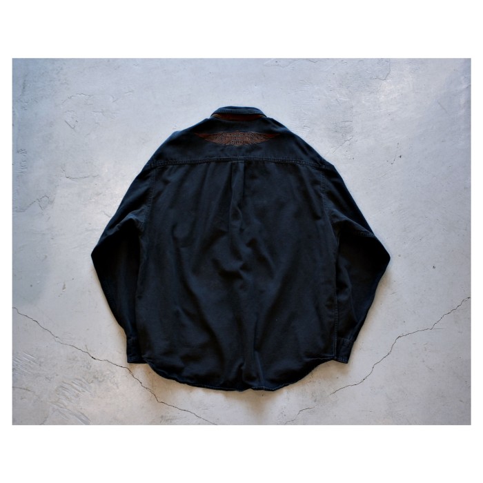 1990s Harley-Davidson Black Denim Shirt | Vintage.City 빈티지숍, 빈티지 코디 정보